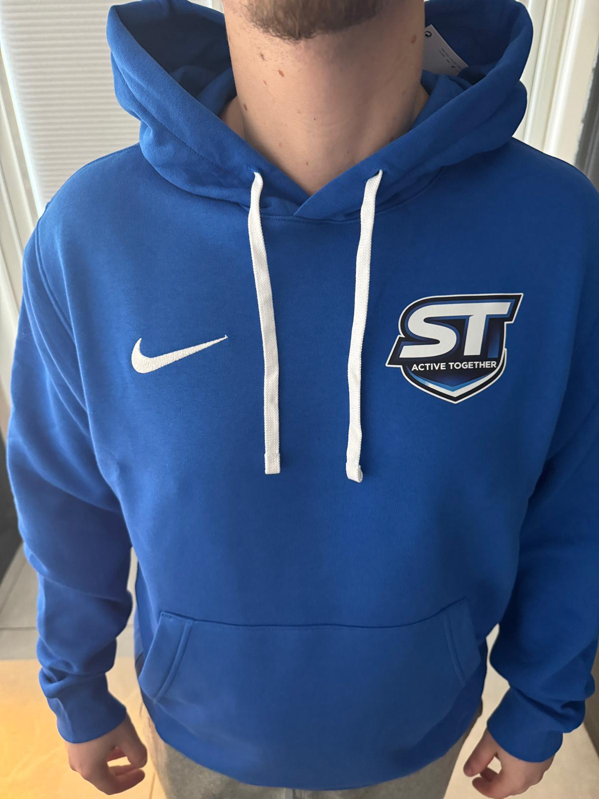 ST Active Together blue branded hoodie with logo